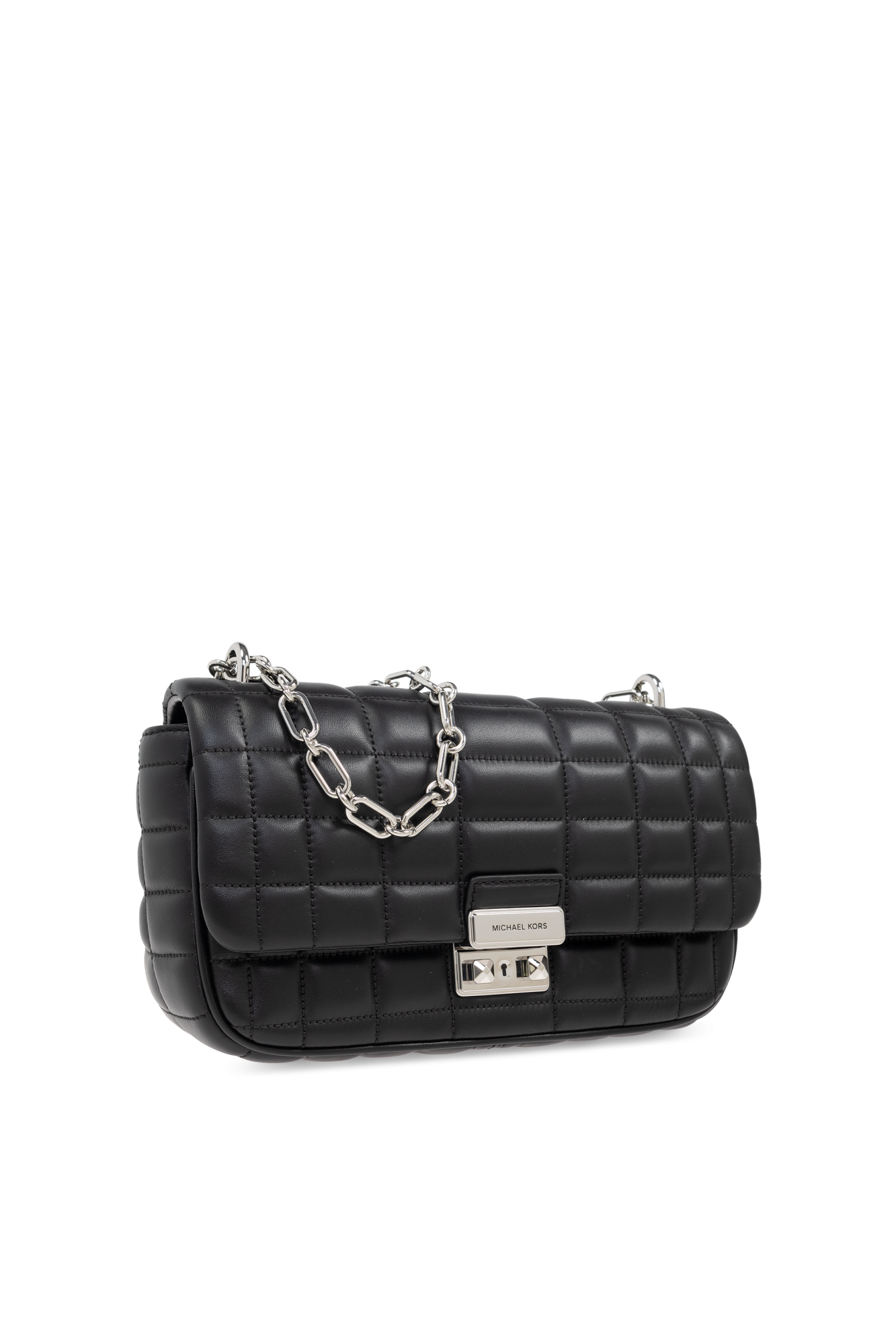 Avril Small Studded Patchwork and Signature Logo Satchel